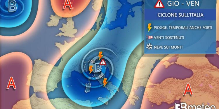 Meteo: Prossime 72 ore con maltempo: Attese, Piogge, temporali, vento e neve