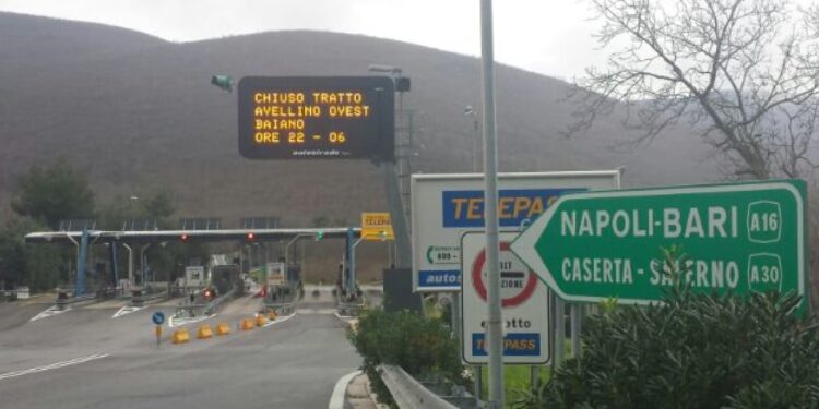 A16 Napoli – Canosa: Chiusure notturne dell’uscita della stazione di Vallata