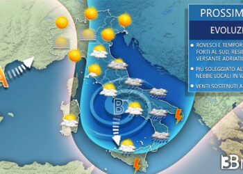 Meteo: Perturbazione in transito con piogge, temporali anche forti e raffiche di vento