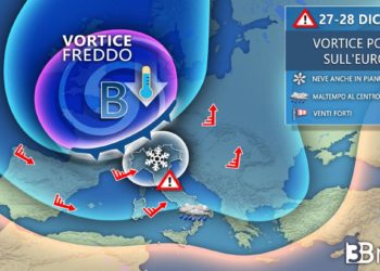 Meteo: Vortice popolari si avvicina all’Italia, in arrivo nubifragi, neve in pianura e forte vento