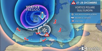 Meteo: Vortice popolari si avvicina all’Italia, in arrivo nubifragi, neve in pianura e forte vento