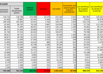 Corona Virus Italia: Totale Positivi oggi: 20.709 i deceduti: 684