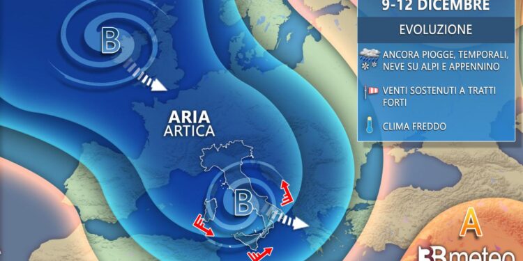 Meteo: Maltempo, non è finita. Altre piogge, temporali, venti e neve fino al weekend