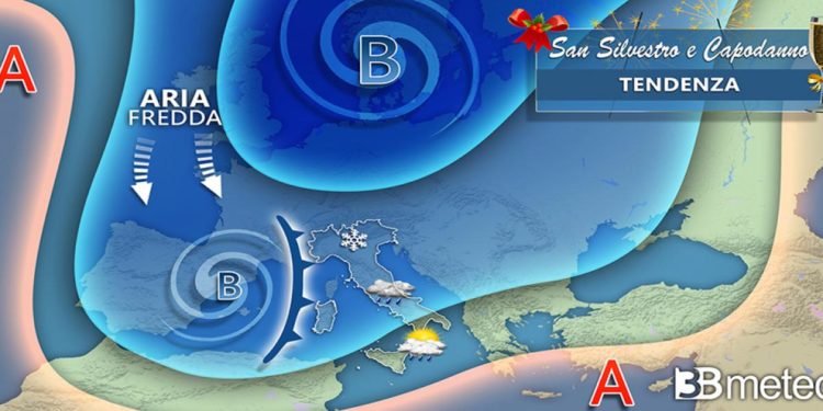Meteo: In arrivo perturbazione di Capodanno, porterà neve anche in pianura