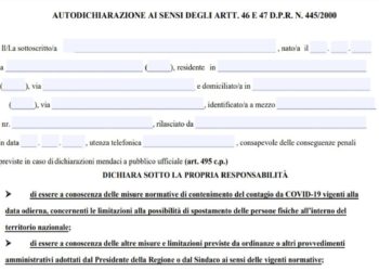 Autocertificazione marzo 2021, il pdf da compilare