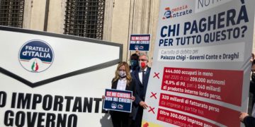 ‘Blitz’ Fdi davanti a Palazzo Chigi, Meloni: “C’è posta per Draghi”