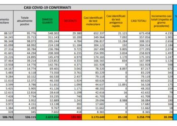 Corona Virus Italia: Totale Positivi oggi: 20.396 i deceduti: 502