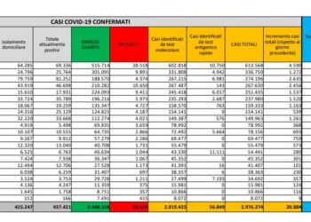 Corona Virus Italia: Totale Positivi oggi: 20.884 i deceduti: 347