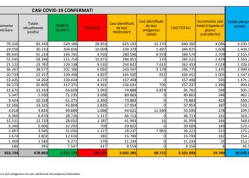 Corona Virus Italia: Totale Positivi oggi: 19.749 i deceduti: 376