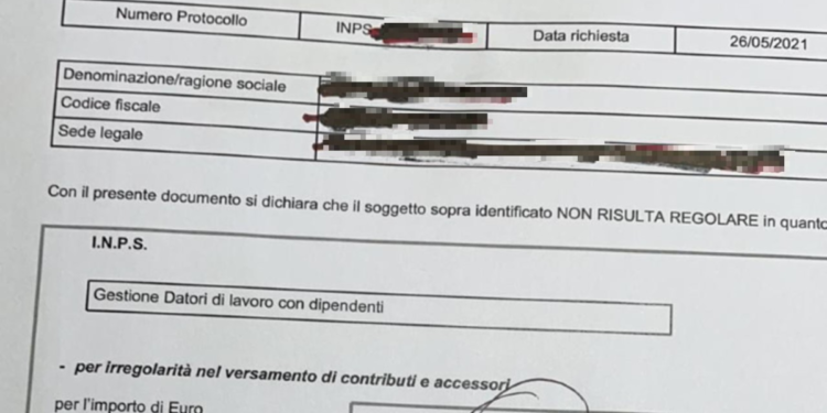 Inps nega durc per 1 centesimo e l’azienda sprofonda nel dramma