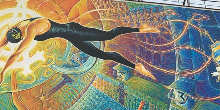 Federica Pellegrini, svelato all’Aquaniene murale ‘Dimensione Divina’