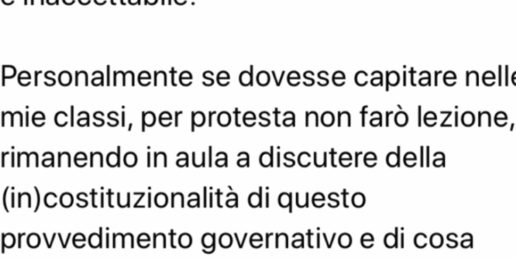 Scuola, prof e genitori: “Sciopero bianco e della fame contro discriminazione studenti no vax”