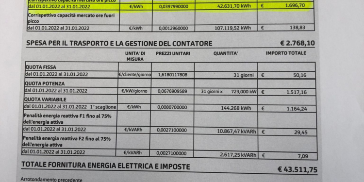 **Bollette: Arici (Unifond) ‘in un mese 50mila euro, altro che sconti, da gennaio nuovo assurdo balzello’**