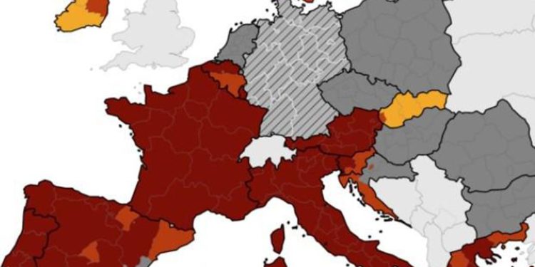 Covid, mappa Ecdc: Italia ancora in rosso scuro