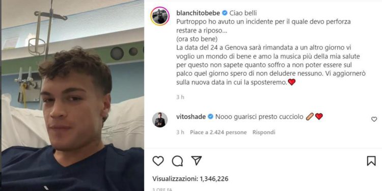 Blanco in ospedale: “Ho avuto un incidente, devo stare a riposo”