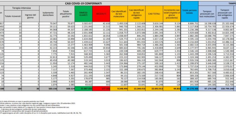 Corona Virus Italia: Totale Positivi oggi: 44.853 i deceduti 56
