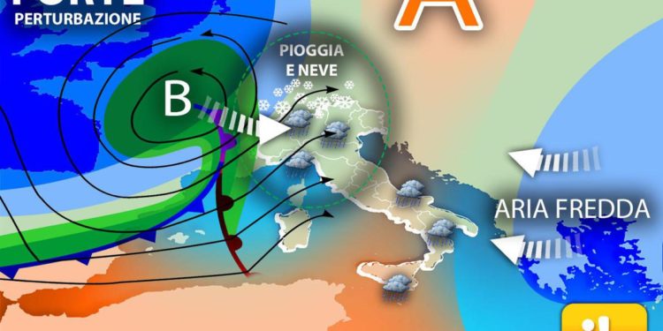 Arrivano freddo e maltempo, con tanta pioggia e neve: previsioni meteo