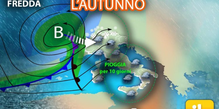 E’ arrivato l’Autunno, pioggia per almeno dieci giorni da Nord a Sud