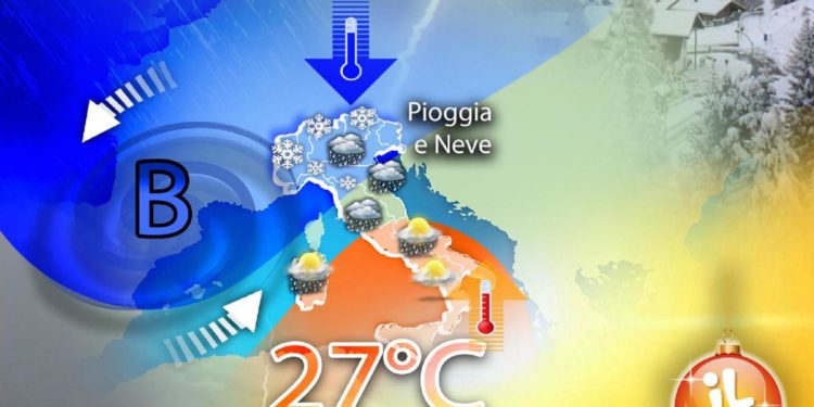 Neve in pianura al Nord, sole e caldo al Sud: previsioni meteo
