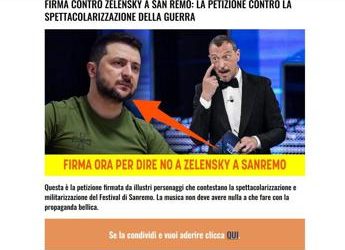 Sanremo 2023, “no a Zelensky”: 40mila firme per petizione Byoblu in poche ore