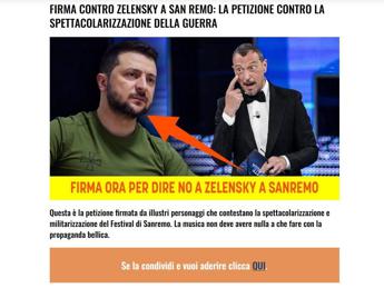 Sanremo 2023, “no a Zelensky”: 40mila firme per petizione Byoblu in poche ore