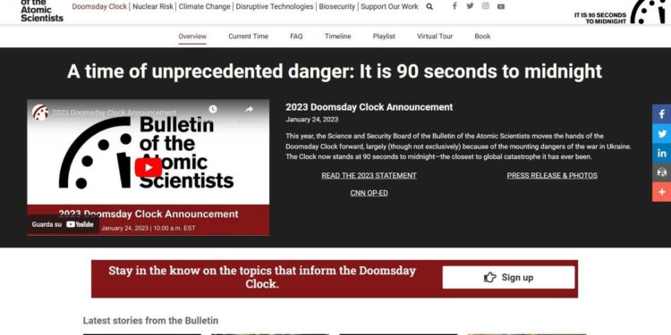 Mai così vicini all’Apocalisse: siamo a 90 secondi dalla mezzanotte