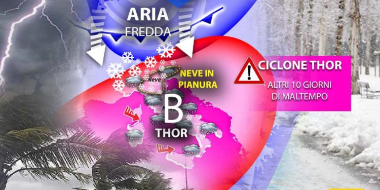 Ciclone Thor sull’Italia, ancora 10 giorni con neve e venti di tempesta