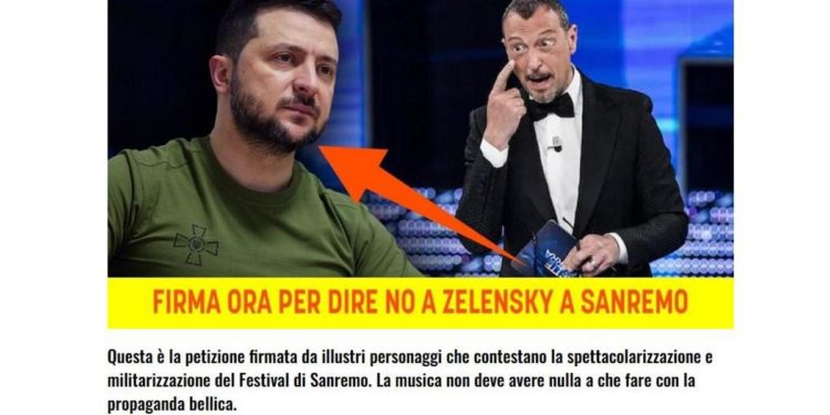 Sanremo 2023, “no a Zelensky”: 40mila firme per petizione Byoblu in poche ore