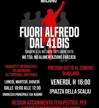 A Milano volantinaggi e presidio sotto al Comune contro 41bis e alimentazione forzata