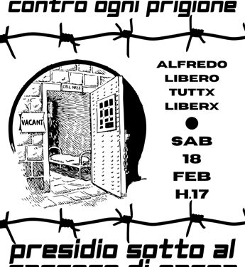 Cospito, sabato presidio sotto al carcere di Parma ‘contro 41 bis per Alfredo libero’