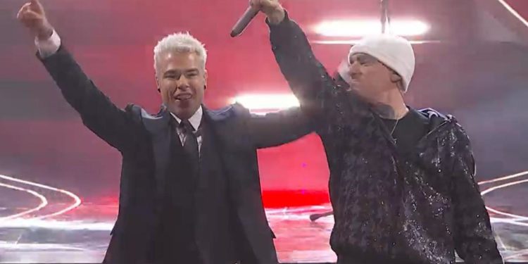 Sanremo 2023, “Giorgia legalizzala”: il grido di Fedez e Articolo 31 sulle note di ‘Ohi Maria’
