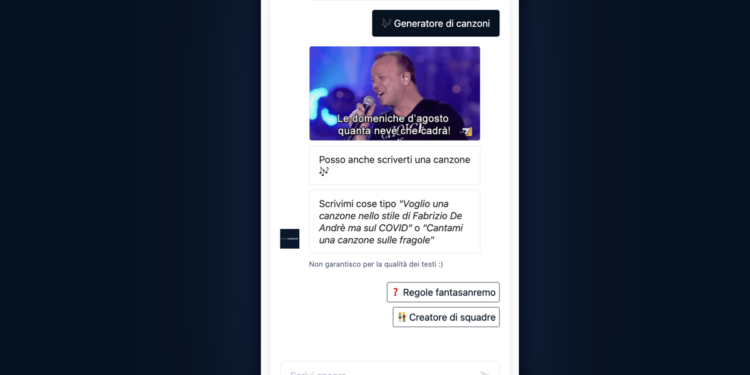 Sanremo, in occasione del festival arriva da Indigo.ai il chatbot ‘fantacantautore’