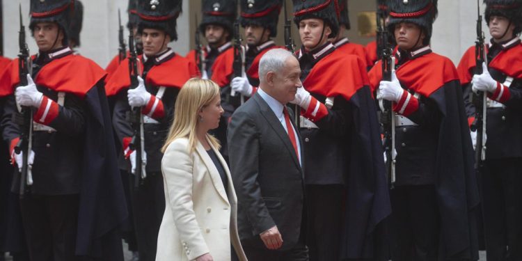 Italia-Israele, Meloni riceve Netanyahu a Palazzo Chigi