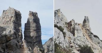 Frana sul Carega, crolla guglia dell”Omo’: cambia lo skyline delle Piccole Dolomiti