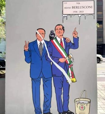 Berlusconi, vandalizzato il quarto murale in via Volturno a Milano