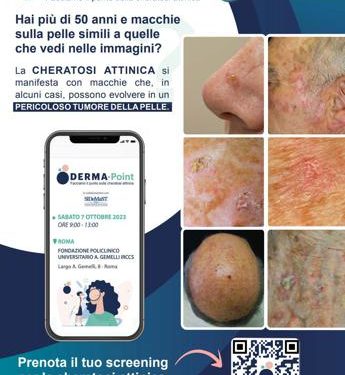 Salute, al via ‘Derma Point’, campagna di prevenzione cheratosi attinica