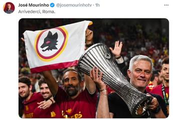 Mourinho esonerato, il saluto su X: “Arrivederci Roma”