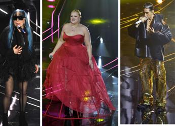 Sanremo 2024, da Bertè gallo cedrone a Mahmood in tuta gold: pagelle ai look della finale