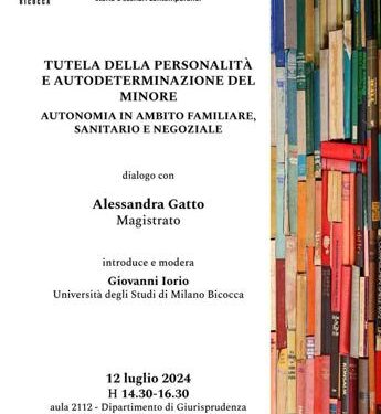Autodeterminazione e autonomia del minore, in Bicocca dialogo con magistrato Alessandra Gatto