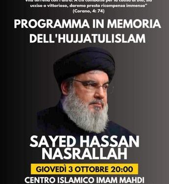 Omaggio a Nasrallah in un centro islamico a Roma