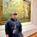 La star di Hollywood James Franco in visita agli Uffizi