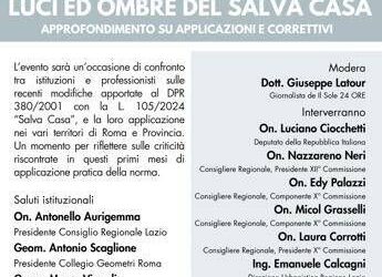 Luci e ombre del ‘Salva Casa’, evento al Consiglio regionale del Lazio per riflettere su norma