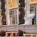 San Pietro, sale sull’altare e lancia candelabri da 30mila euro