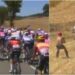 Pazzo Tour de France, tra le bici spunta un tifoso con… gli sci