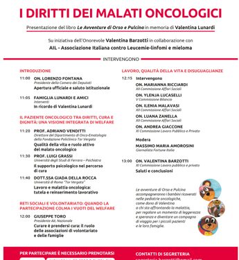 ‘Le avventure di Orso e Pulcina’, un libro per i diritti dei malati oncologici