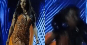 Incidente a Miss Universo, cade dalla passerella e finisce in barella