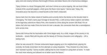 China: Italian chef Francesco Sanna blends Italian and Chinese flavors in Chongqing