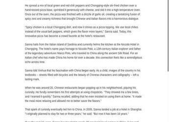 China: Italian chef Francesco Sanna blends Italian and Chinese flavors in Chongqing