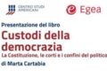 Libri, mercoledì presentazione del libro ‘Custodi della democrazia’ di Marta Cartabia