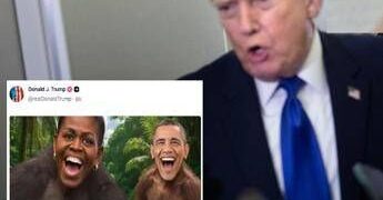 Video razzista con gli Obama, Trump condanna ma non si scusa: “Non l’avevo visto”